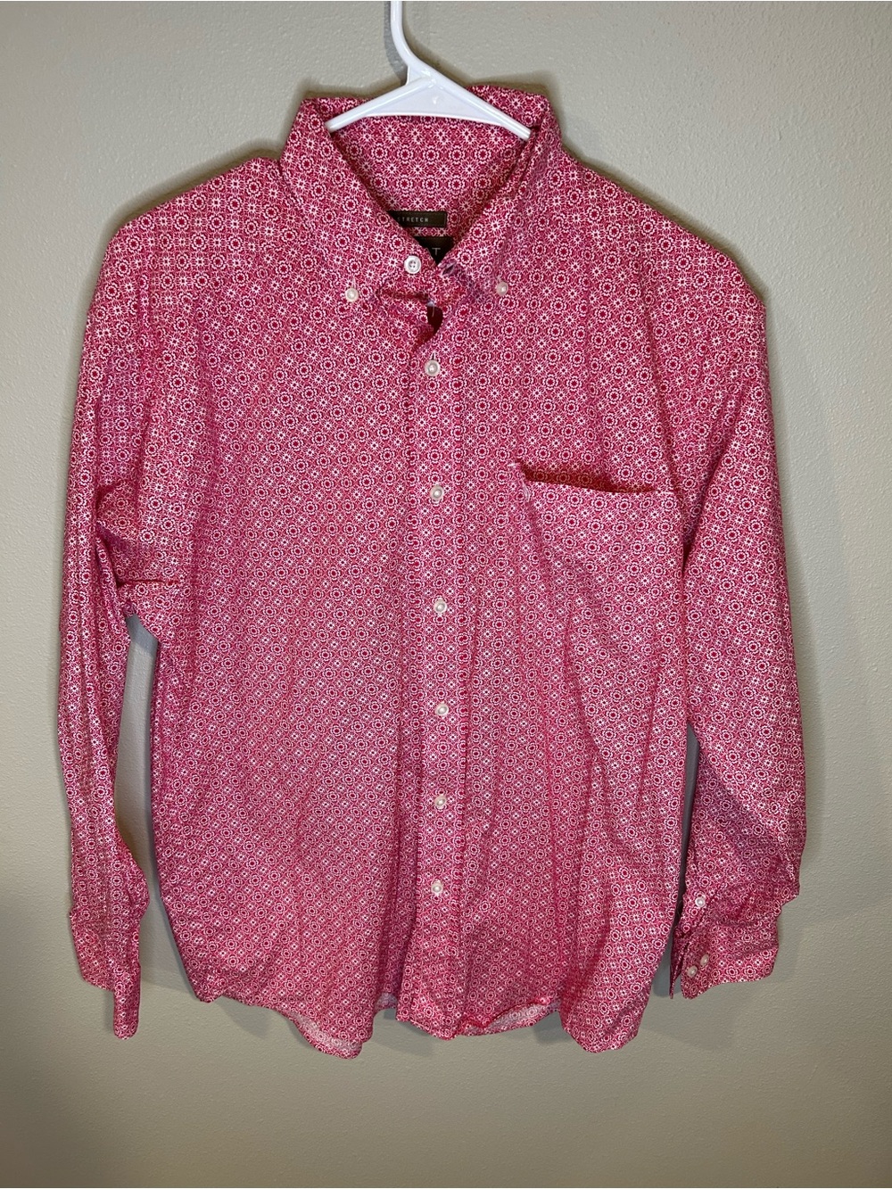 Ariat Western Men's Button-Down Terry Stretch Pink Long Sleeve Sz. M